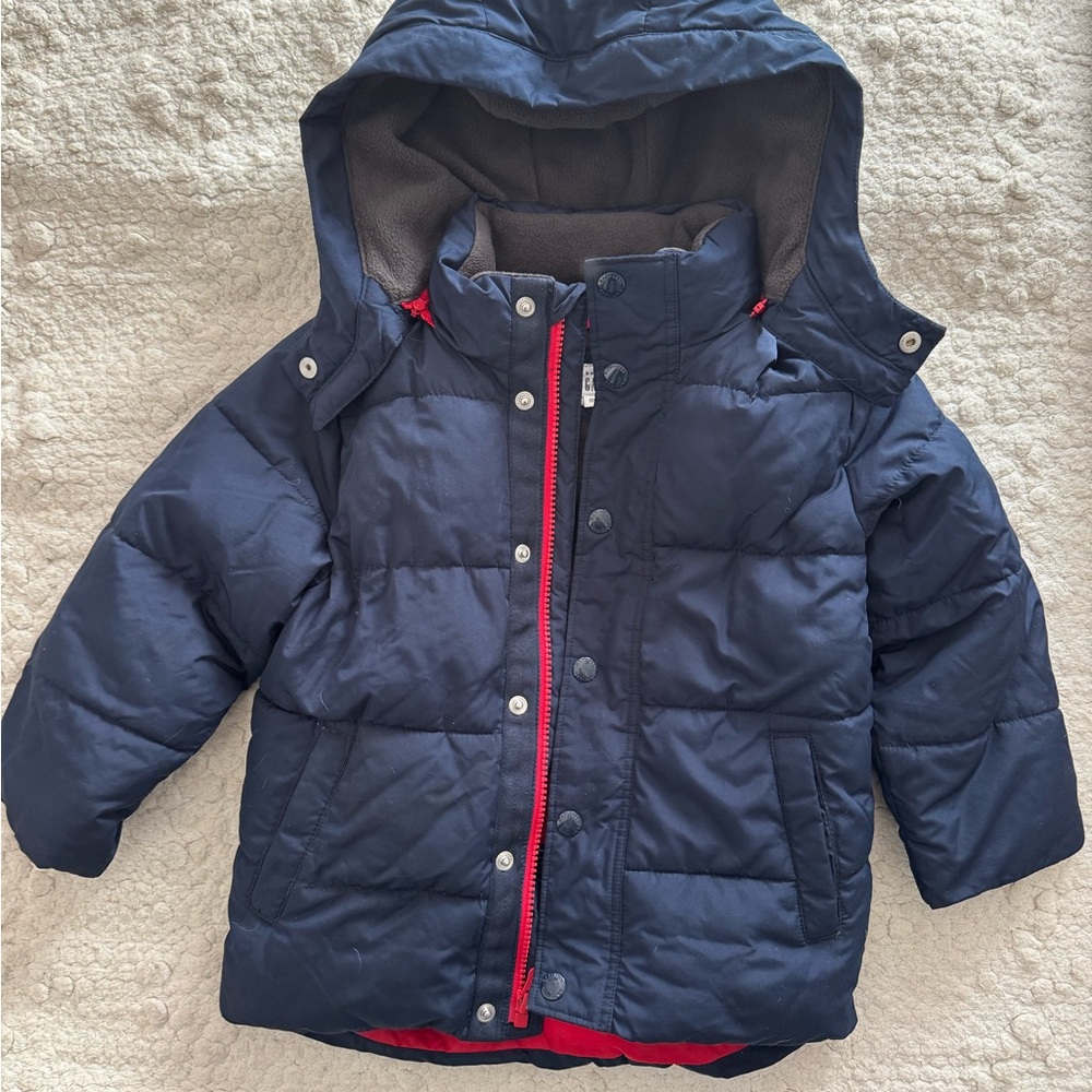 GAP Kids Navy Fleece Puffer Jacket with Removable Hood size 4